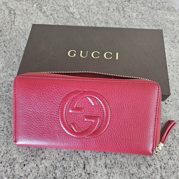 Gucci Soho Red Leather Wallet. Prw Loved Like New. W Box - Picture 1 of 11